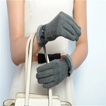 

Winter Warm Bow Soft Wrist Gloves Mittens Elegant Womens Gloves Screen Cashmere Full Finger Guantes Mujer Handschoenen