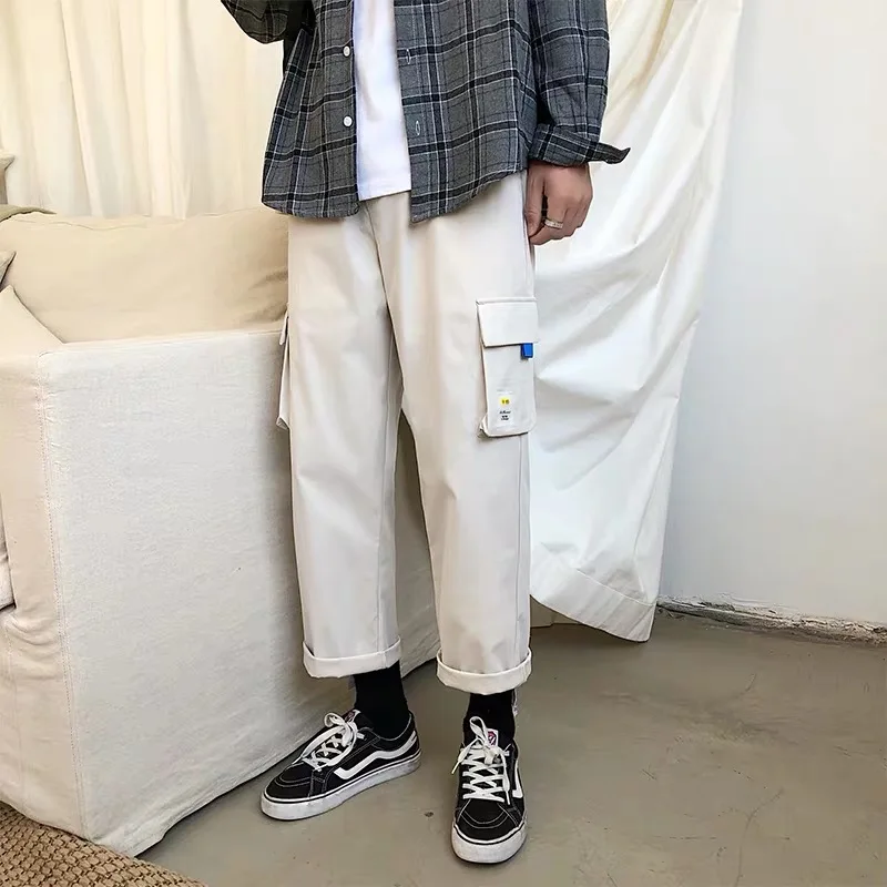 Мужские шаровары, свободные, 3XL, хип-хоп, Ulzzang, мужские брюки с высокой эластичной талией, подходят ко всему, шикарная уличная одежда, Harajuku, корейские карманы, хит - Цвет: 2055apricot