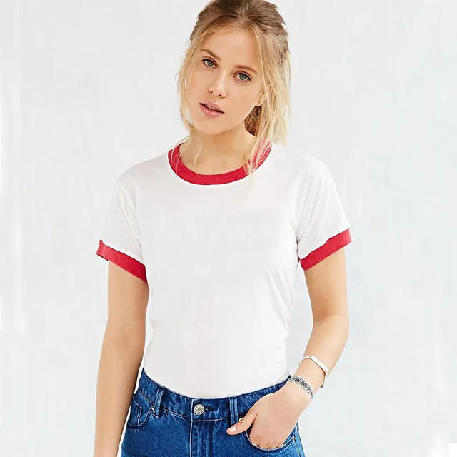 red and white t shirt womens