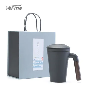 

YeFine Creative Ceramic Tea Separation Mug With Wooden Handle And Lid Filter Tea Mug