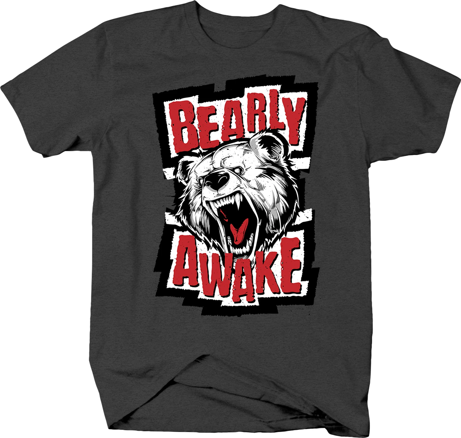 Bearly Awake Roaring Bear забавные животные Пун всегда уставшие футболки топы стильные на