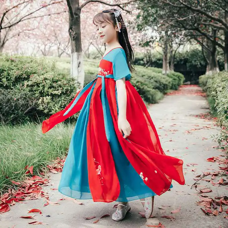 Детский комплект одежды Hanfu традиционный китайский винтажный этнический