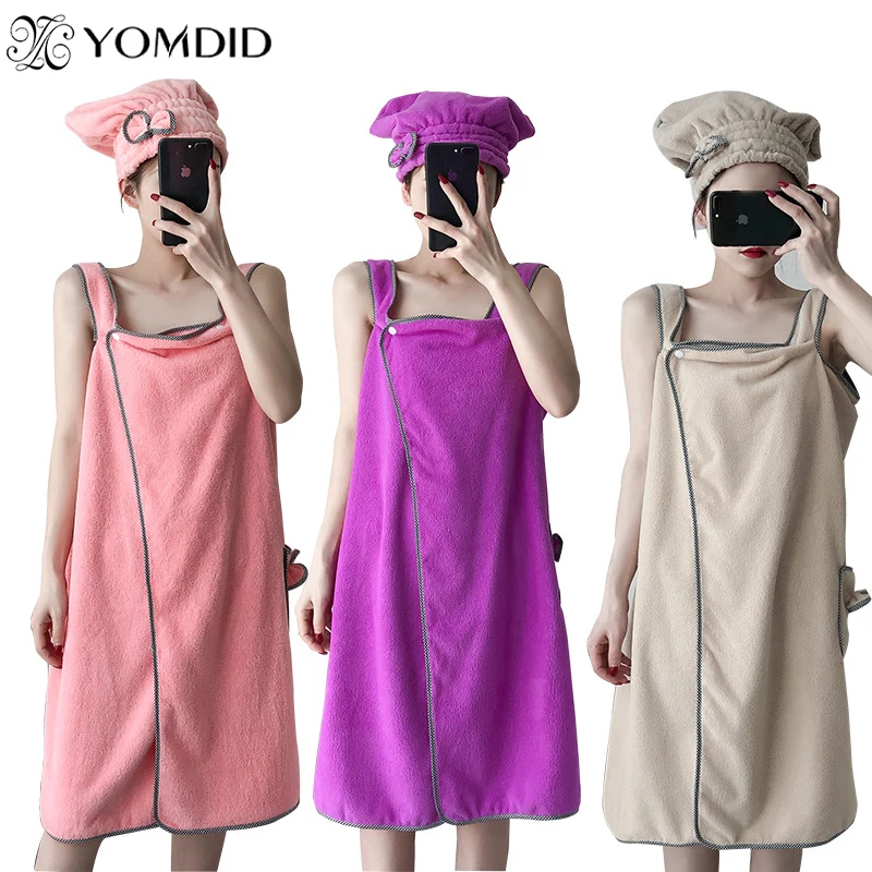 Chic Bath Towel Wearable Towels Superfine Fiber Solid Color Soft and Absorbent Cleaning Plain Hotel Home Bathroom Gifts | Дом и сад