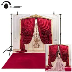 Allenjoy фон для фотосъемки Свадебный роскошный красный занавес ковер Винтажный Классический настенный арочный фон для фотосессий фотобудка