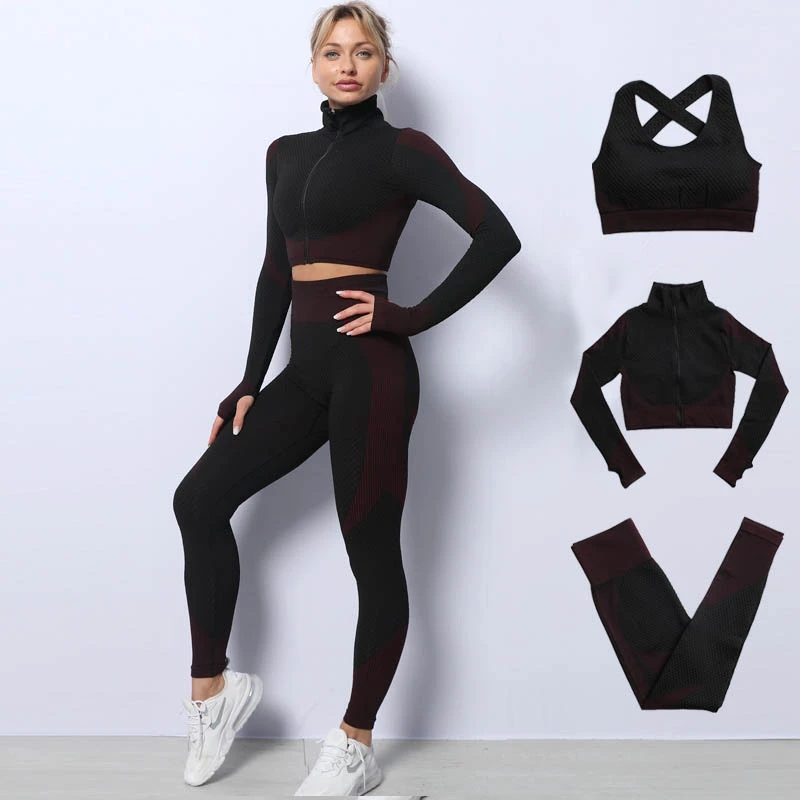 Conjunto de ropa deportiva costuras para mujer, traje deportivo para gimnasio, correr, entrenamiento, de yoga| - AliExpress