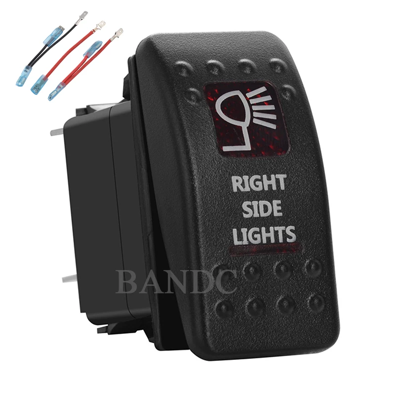 RIGHT SIDE LIGHTS Rocker Switch 5Pins On Off SPST Dual Red Led Lamp for