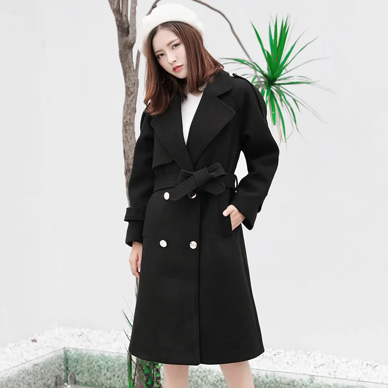 

2017 Autumn And Winter New Style Korean-style Top Grade WOMEN'S Dress Woolen Mid-length Large Size Loose-Fit Slimming Overcoat