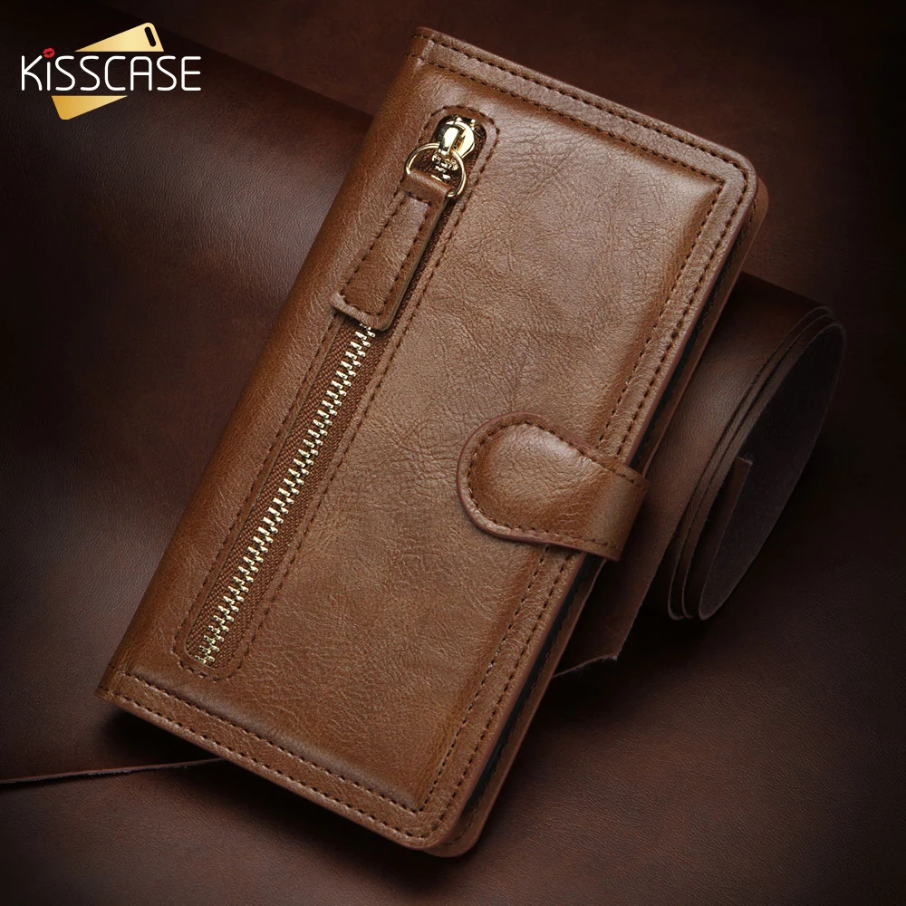 KISSCASE PU Leather Zipper Phone Case For iPhone 11PRO Covers XS MAX X XR 11 7 8 Fundas Original Coque | Мобильные телефоны и