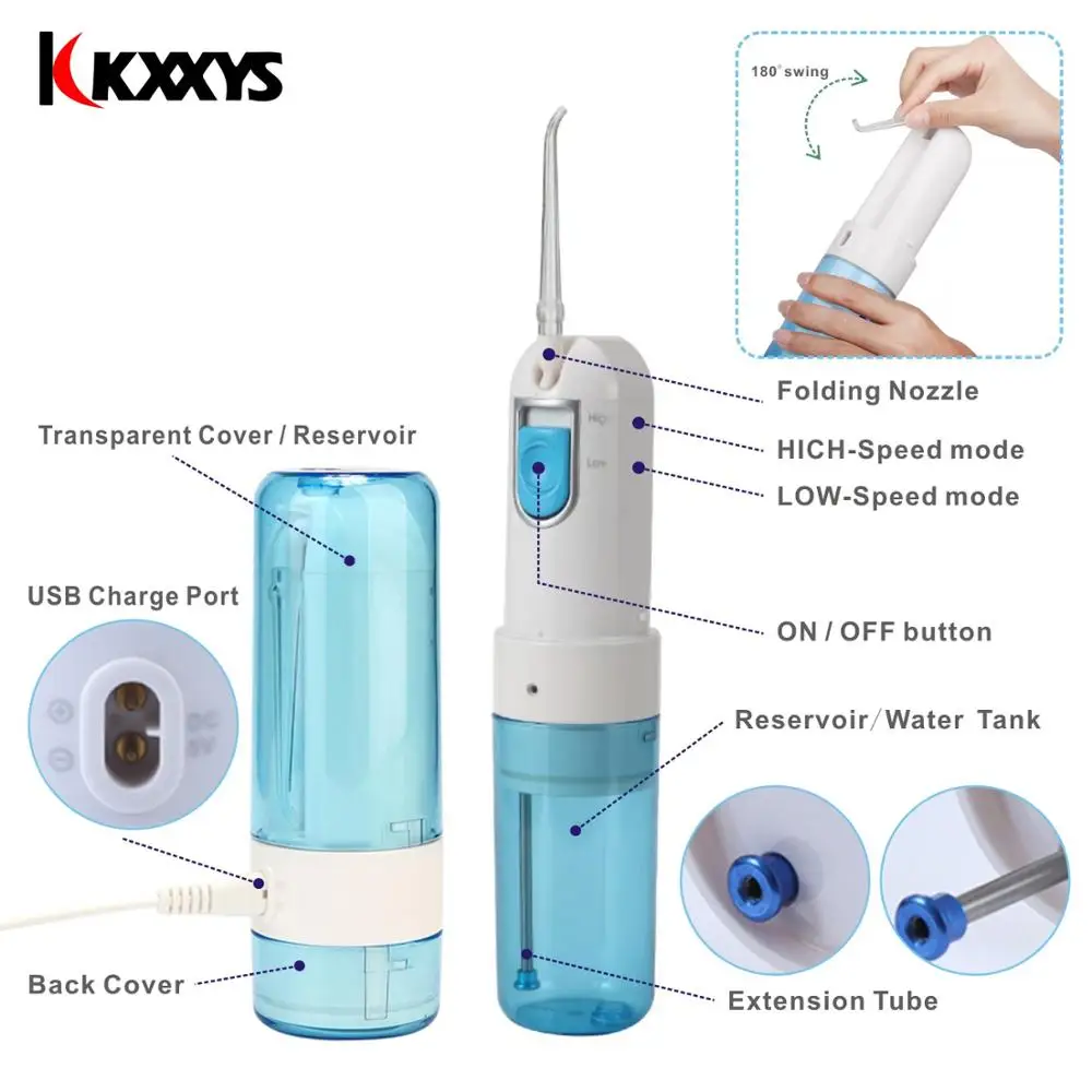 Estone Portatile Irrigatore Orale Pulizia Getto Elettrico di Acqua Flosser Collutorio 5 Jet Nasale| |