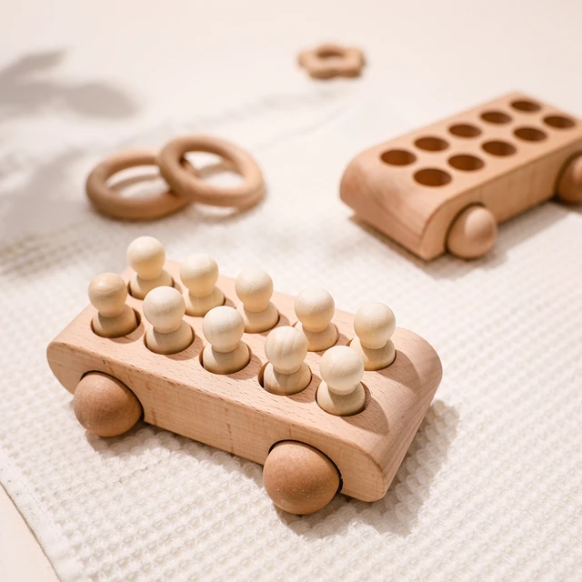 Montessori Wooden Toys for Children Puzzle Game Cartoon Wood Peg Dolls Educational Toy Car Newborn Baby Blocks Christmas Gifts 6