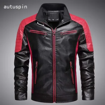 

autuspin Newest Mens Leather Jacket Autumn Winter Casual Business PU Leather Jackets Fashion Men's Clothing Mixed Colors Coat