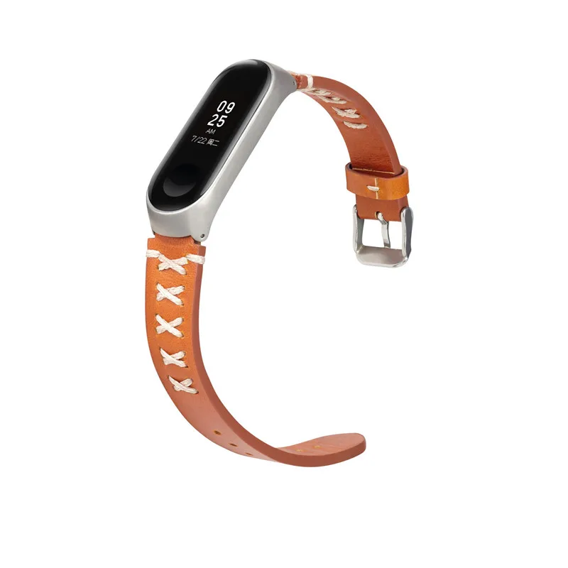 Ремешок из натуральной кожи для xiaomi mi band 4 Браслет фитнес спортивные водонепроницаемые ремешки для умных часов браслет mi band 3 Аксессуары - Цвет ремешка: brown