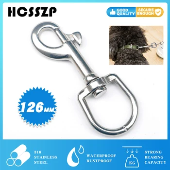 

126MM Swivel Eye Bolt Snap Hooks 316 Stainless Steel Silver Spring Snap Quick Link Hook Carabiner Pet Chains 1PCS