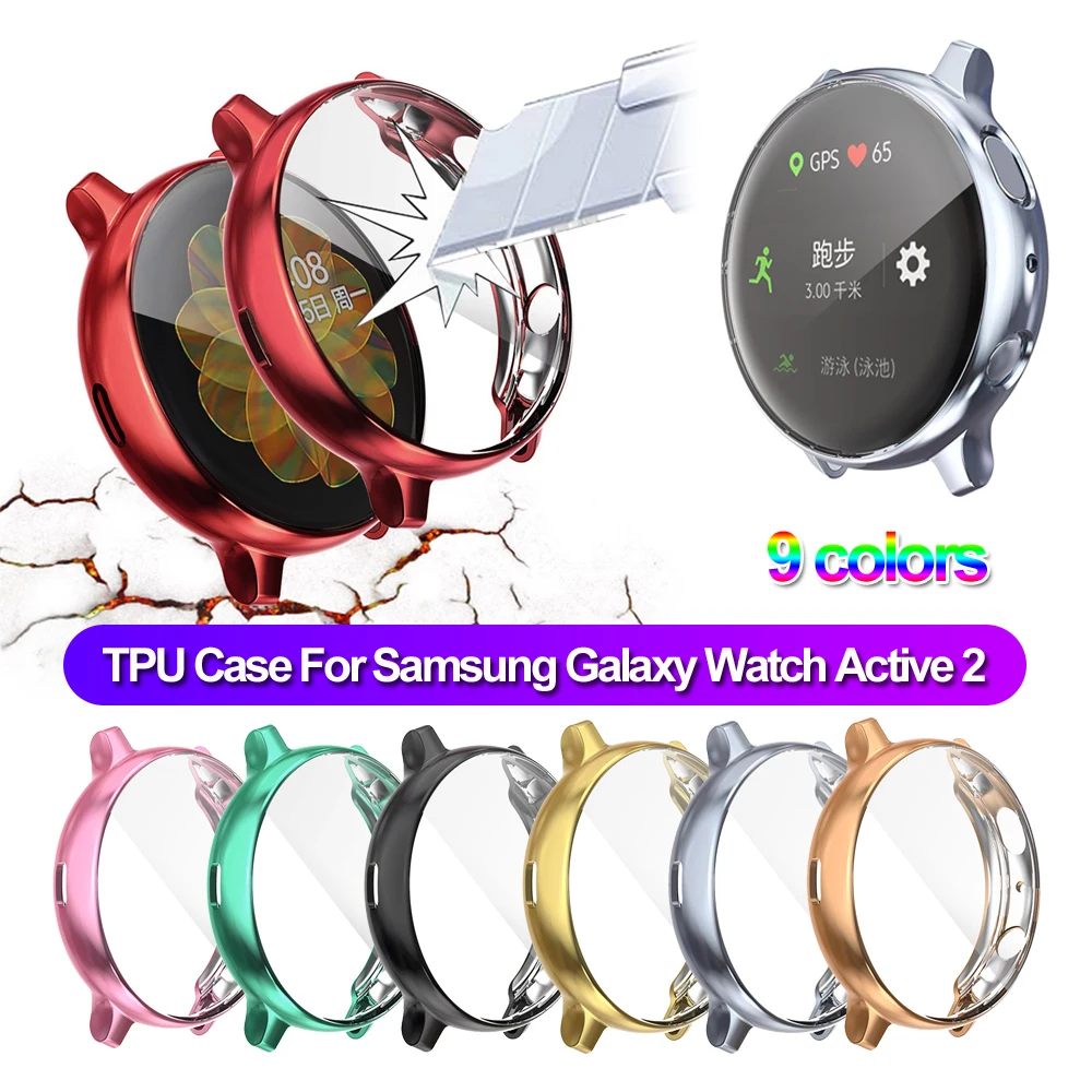 Тонкий защитный чехол для samsung Galaxy Watch Active 2 40 44 мм с гальваническим покрытием, ТПУ чехол, полное покрытие, защита экрана