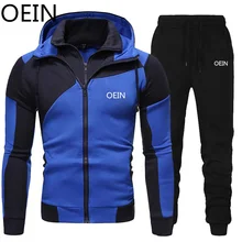 

OEIN brand men's football suit zipper thick hoodie+pants casual sportswear men's sportswear fitness brand clothing sportswear