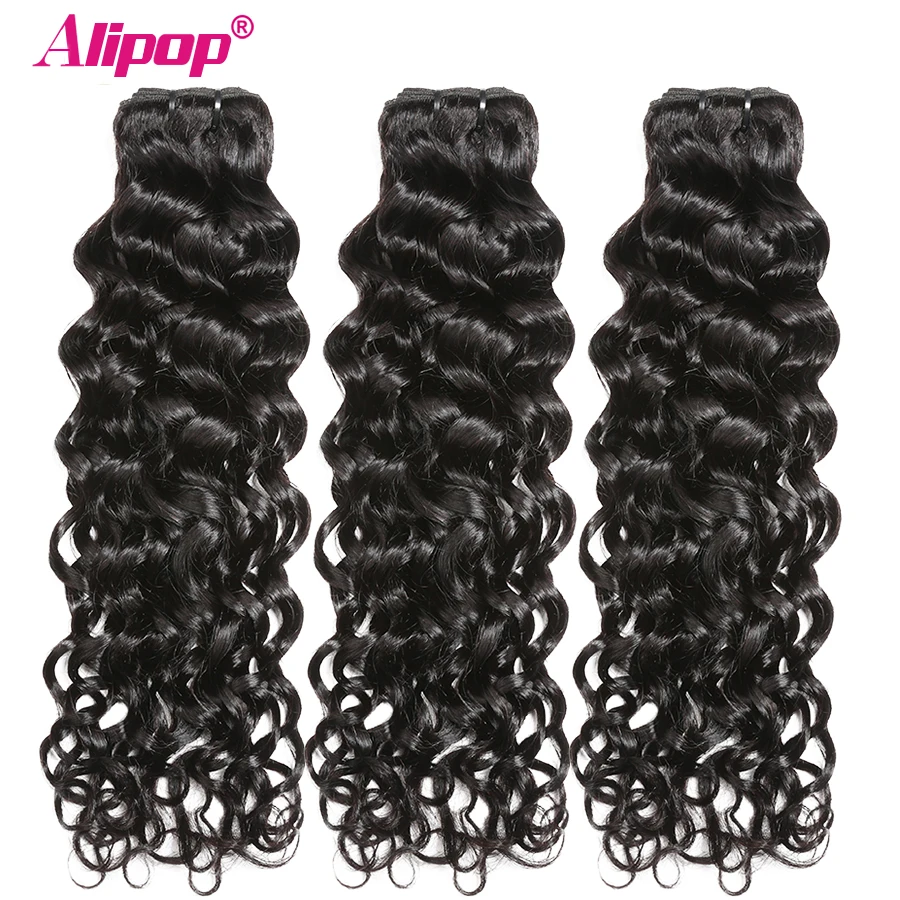 Alipop волос перуанские пучки волос воды волна 1/3 человеческие волосы Связки натуральный цветные наращивания волос 10 "-28" Remy ткань может быть