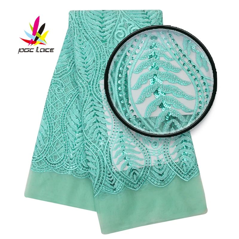 

African Heavy Handmade Beaded Embroidered Lace Fabric 2020 Popular Nigerian heavy bridal beaded fabric With Sequines AMY3088B