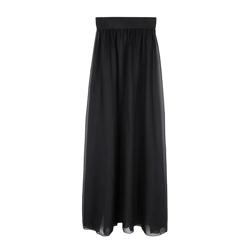 Летние сексуальные женские модные, прозрачные юбка для пляжа с оборкой прозрачные цветы Сплит длинный макси юбка пляжный купальник накидка юбка - Цвет: Black