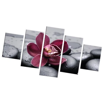 

Large Canvas Print Art Wall Picture 5 Panels Sunset Ocean Flower Canvas Landscape Painting Picture Painting On Canvas