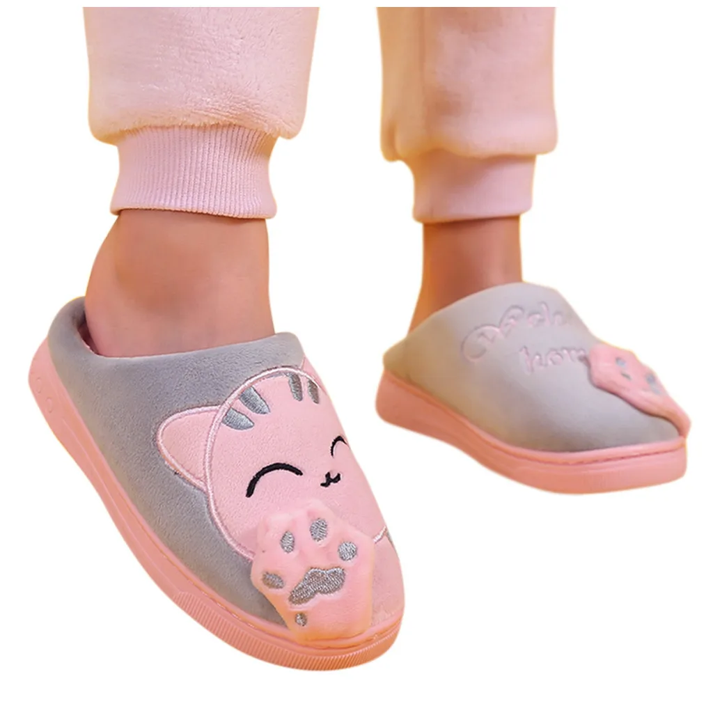 Kids baby slippers shoes Boys Girls Winter Cartoon Cat Non-slip flat heels Home Indoors Shoes non slip baby slippers тапочки