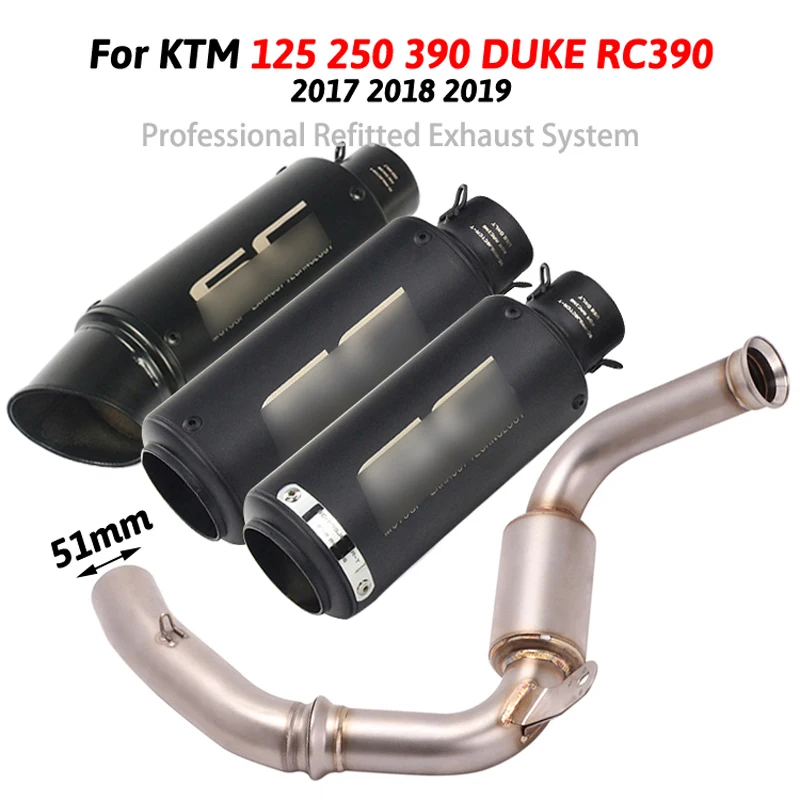 

For 2017 2018 KTM 125 250 390 Duke RC390 Exhaust Pipe Slip On 51 mm Motorcycle Mid Tail Pipe No DB Killer Escape Modified Pipe