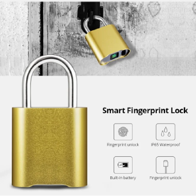 

Smart Keyless Bluetooth Fingerprint Lock IP65 Waterproof Cerradura Anti-Theft Security Fingerprint Padlock Door