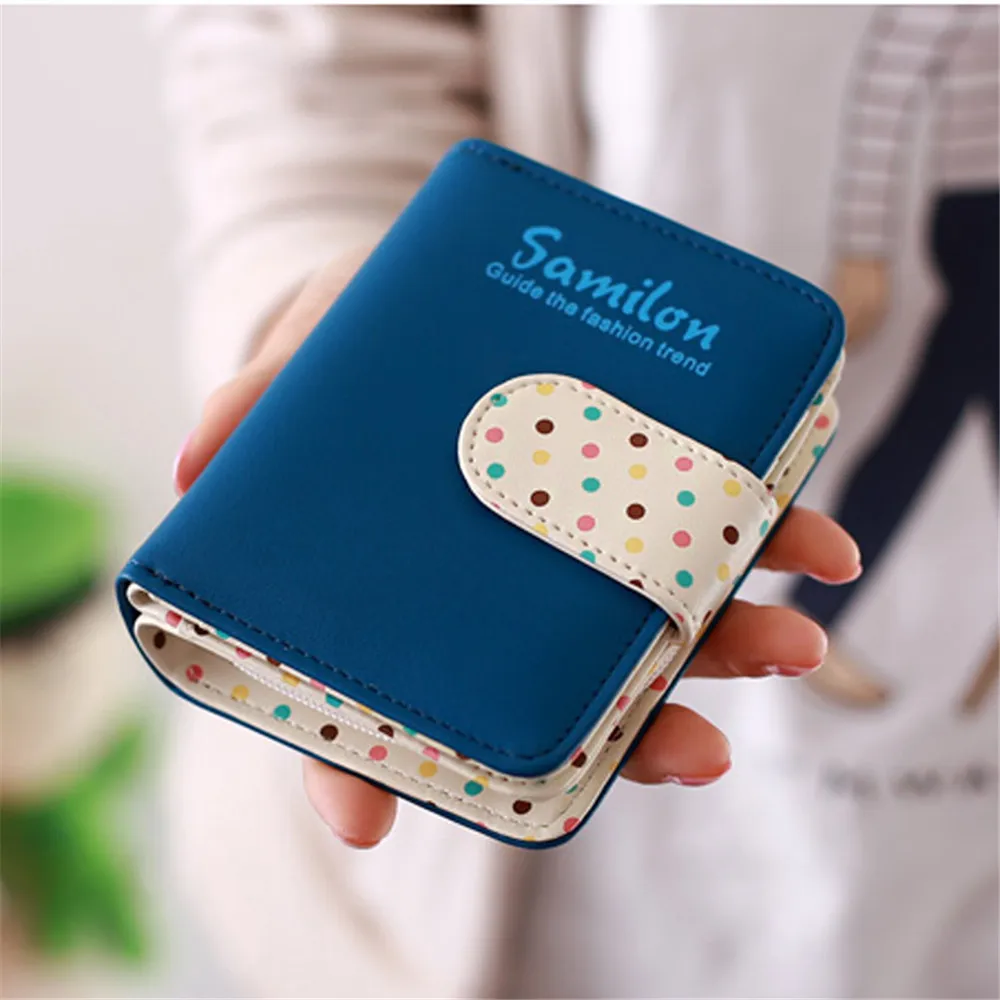 Billeteras de cuero de lunares para mujer, cartera pequeña con cremallera, tarjetero, gran oferta