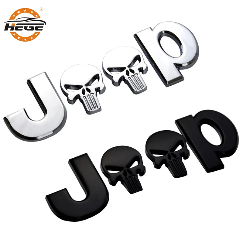 Автомобильная металлическая 3d-наклейка в виде черепа для Jeep Grand Cherokee и Renegade wrangler jk