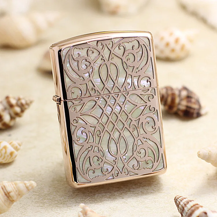 

Genuine Zippo oil lighter copper windproof Arab style Mosaic shells cigarette Kerosene lighters With anti-counterfeiting code
