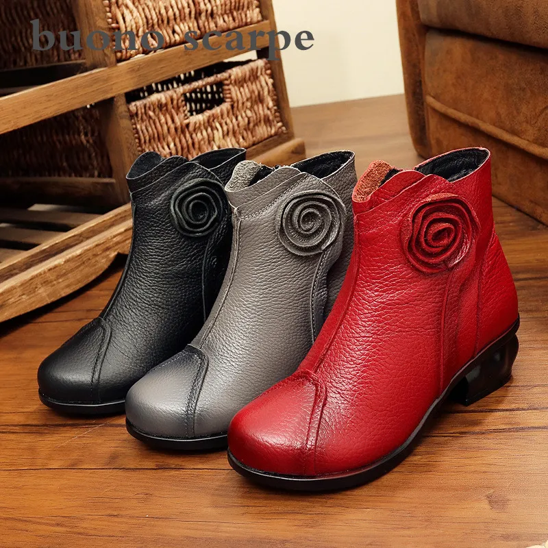 

2019 autumn and winter new national style full leather short boots with leather boots