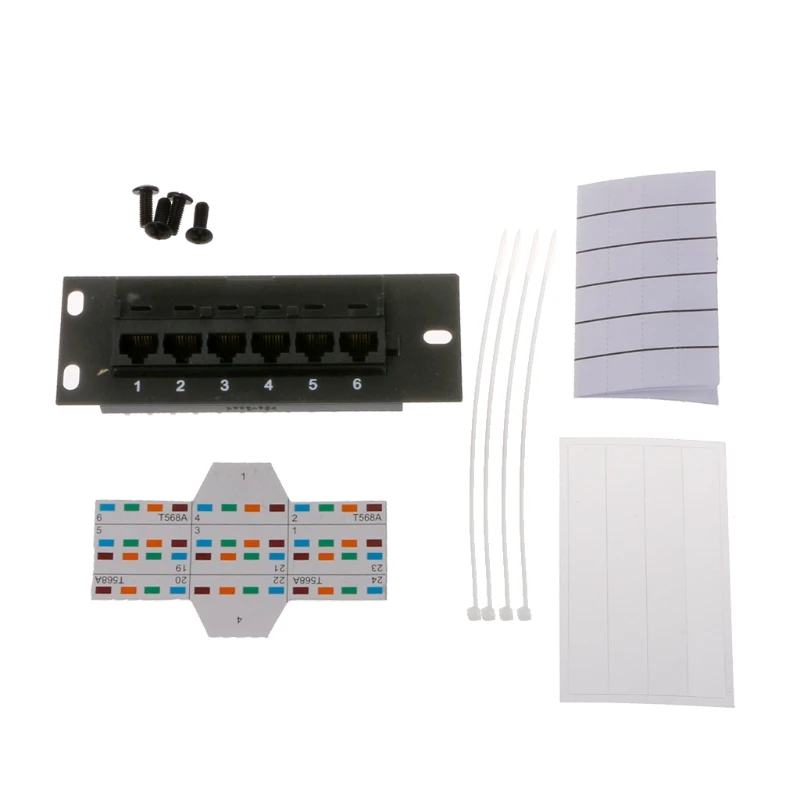 

6 Port CAT5 CAT5E Patch Panel RJ45 Networking Wall Mount Rack Mount Bracket