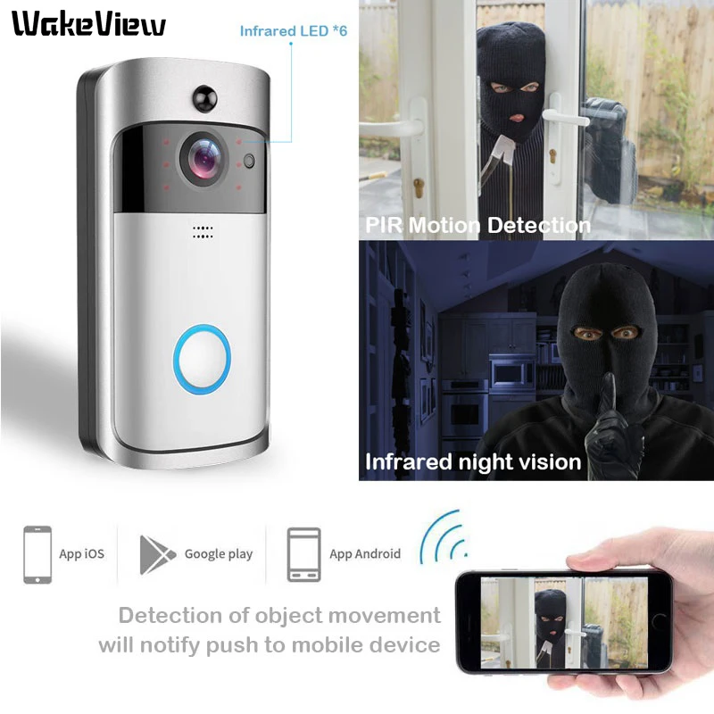 WakeView Smart Video Doorbell 1080P HD Door Camera Intercom IP Wireless WiFi Door Bell Visual Night Vision Home Security Monitor