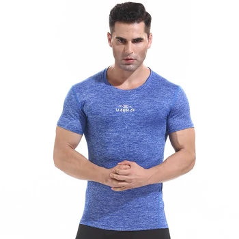 

JS1031J-Workout fitness men Short sleeve t shirt men thermal muscle bodybuilding wear compression Elastic Slim exercise clothing