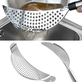

Stainless Steel Pan Pot Strainer With Recessed Hand Grips Pot Strainer Colander Pour Spout For Vegetable Noodles Draining Tool
