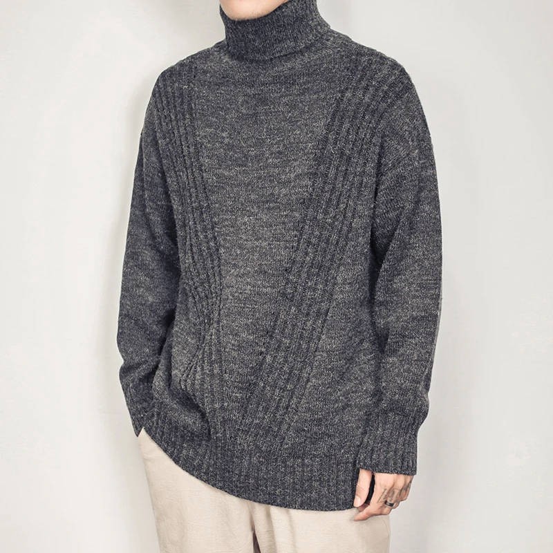 High quality Man autumn and winter High-collar sweater men's loose knitted sweater turtleneck men sweaters