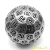 Bescon Solid Metal 100 Sided Dice, Game Dice D100,Giant Polyhedral Metal 100 Sides Dice 50MM in Diameter (1.97in),Ancient Silver 1