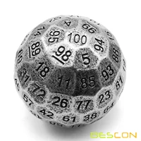Bescon Solid Metal 100 Sided Dice, Game Dice D100,Giant Polyhedral Metal 100 Sides Dice 50MM in Diameter (1.97in),Ancient Silver 1