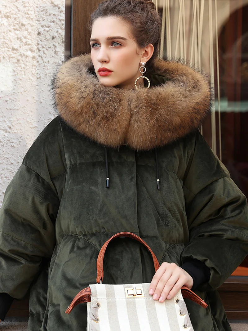  30 ° зимняя куртка длинная толстая Женская бархатная пуховая с капюшоном большим