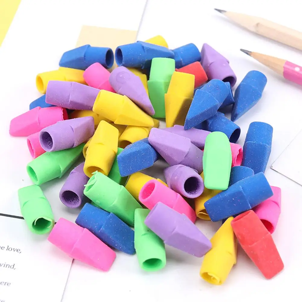 

30 Pieces Pencil Top Eraser Caps Chisel Shape Pencil Eraser Toppers Assorted Colors In Bulk ( Random Color )