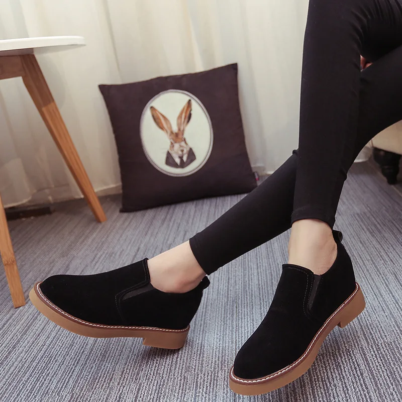 

Oxford Shoes Women's Retro British Style 2017 Spring And Autumn Slip-on Flat Keel Thin Shoes Students round Low Heel WOMEN'S Sho