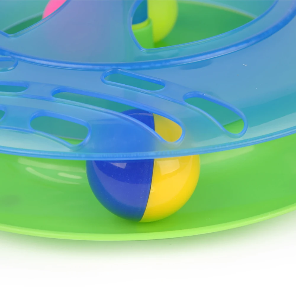 Cat Chase Toys Pet Cat Interactive Toy 2 Level Training Amusement Plate Cat Dog Toy Balls Crazy Ball Disk Interactive Toy
