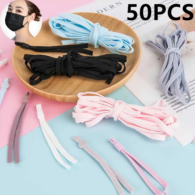 4Colors 50Pcs Mask Elastic Band Rope Rubber String Ear Cord Round DIY Clothing Craft Accessories Dropship | Дом и сад