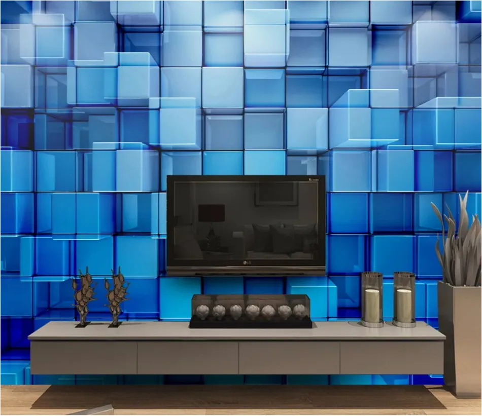 Синяя космическая технология чувство Кристалл мечта настенная бумага s для бара КТВ жилая комната промышленный Декор настенная бумага 3D