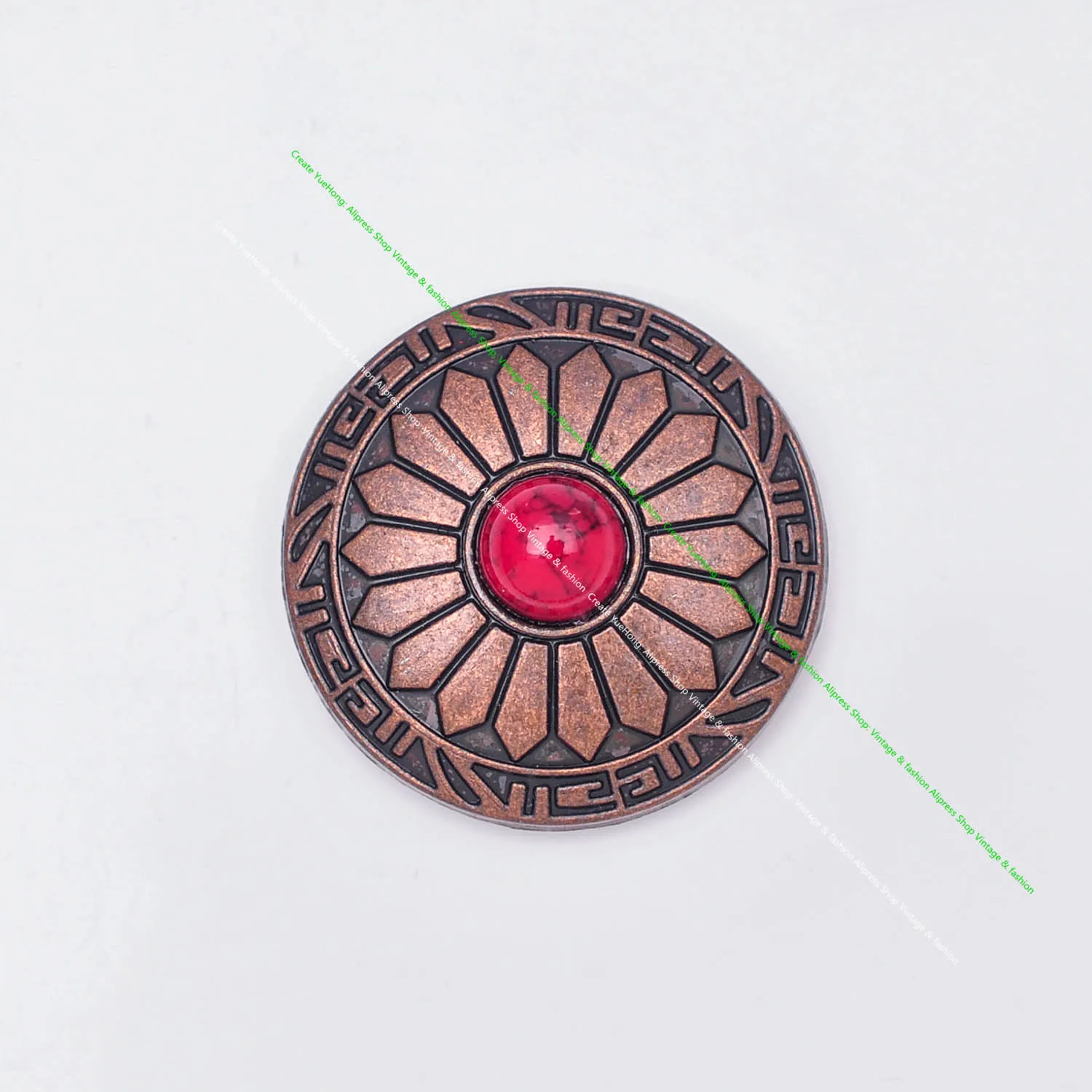 10 Stück 30 mm antikes Kupfer, Sonnenblume, beige, türkis, Lederhandwerk, Gürtelzubehör, Brieftaschenetui, Conchos für Leder mit Schraubverschluss – Detail 9