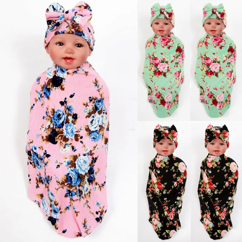 От 0 до 3 месяцев, спальный мешок с цветочным рисунком для новорожденных, мягкие хлопковые пеленки, пеленки, муслиновое одеяло, спальный мешок, повязка на голову