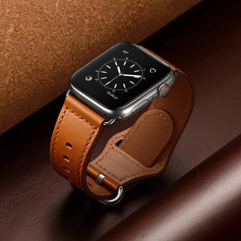 Кожаный ремешок для Apple watch 44 мм 40 iWatch band 42 38 часов из натуральной кожи браслет 5 4 3 2