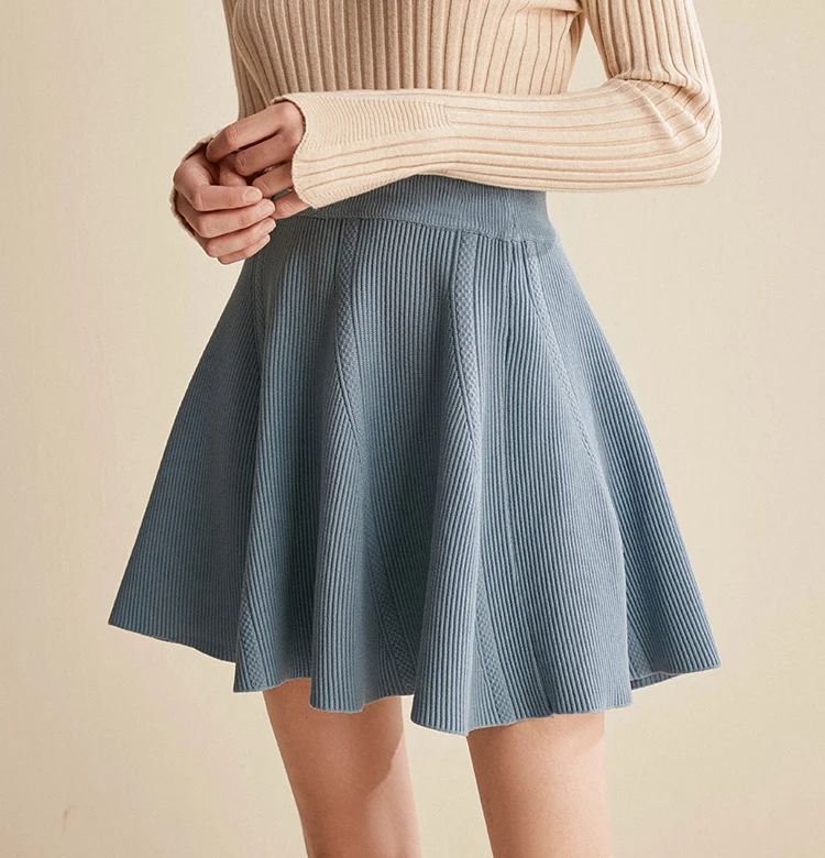 CMAZ Autumn Winter Solid Pleated skirt Mini Skirt Women Fashion High Waist Mini Skirt CMAZ19C7409