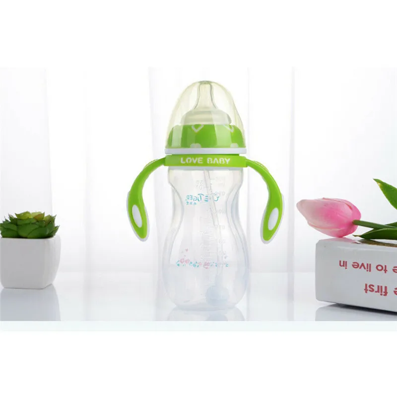 B Infant Baby 240ML Cup Children Learn Drinking Straw Milk Feeding Nipple Bottle - Цвет: B