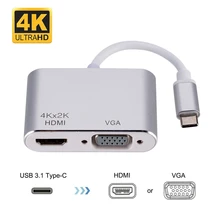 USB-C Type C to HDMI VGA Adapter 4K HD,Thunderbolt 3 Compatible Dual Screen Display with Aluminium Compatible MacBook,ChromeBook