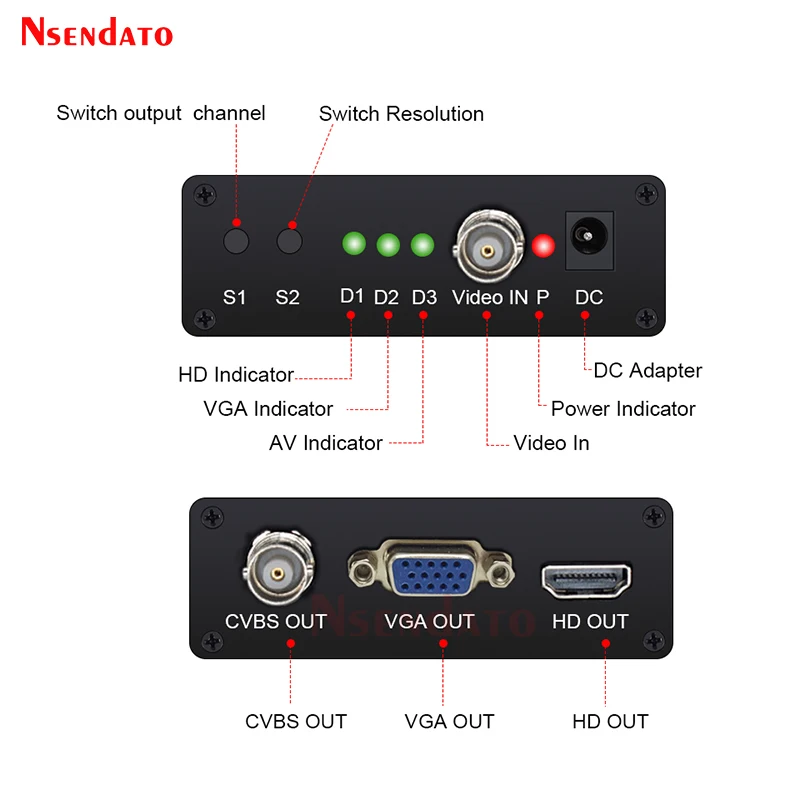 720/1080P 5MP 2MP Full HD AHD signal to HD/VGA/CVBS signal Converter Adapter For CCTV Camera Video Convert for HDCP NTSC PAL
